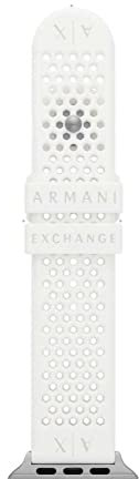Armani Exchange Armband kompatibel mit Apple Watch, 42/44/45 mm 22 mm Weißes Silikon, AXS8011