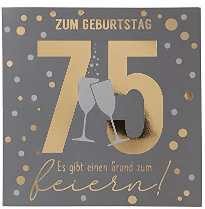 Depesche 11515-052 Zahlenkarte zum 75. Geburtstag mit Musik, veredelte Klappkarte mit originellem Innentext, inkl. Umschlag, Format 15,5 x 15,5 cm