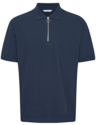 CASUAL FRIDAY CFTrond Structured Polo Herren Poloshirt Kurzarm Shirt Basic Polokragen mit Reißverschluss Hochwertige Baumwoll-Qualität, Größe:L, Farbe:Dark Navy (194013)