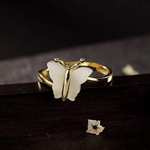 Ring Aus 925Er Sterlingsilber, Sterling Silber Ringe Frauen 925 Schmetterling Verstellbare Ringe Goldene Retro Verstellbare Sterling Kleid Ringe Verlobungsring Geschenke Für Männer Mädchen Frau E