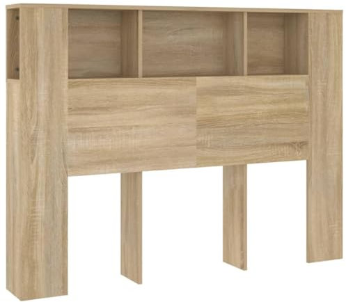 vidaXL Bett Kopfteil mit Ablagen Kopfteil-Regal Wand-Kopfteil Bücherregal-Kopfteil Betthaupt Bettkopfteil Schlafzimmer Sonoma-Eiche 140x18,5x104,5cm