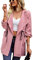 Pardessus à Revers Classique Veste décontractée Femme Automne Hiver Trench Coat Classique Revers Pardessus Cordon Bouton Inversé Couleur Unie Décontracté Fluide Lâche(L-Rose)