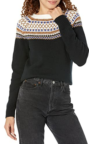 Amazon Essentials Damen Soft-Touch-Pullover mit Rundhalsausschnitt und Fair-Isle-Muster