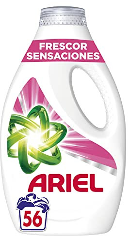 Ariel Detergente Lavadora Liquido, 56 Lavados, Jabon Frescor Sensaciones, Limpieza Mejorada en Ciclos Mas Frios con la Exclusiva Tecnologia de Limpieza en Frio, 56 Lavados (Paquete de 1)