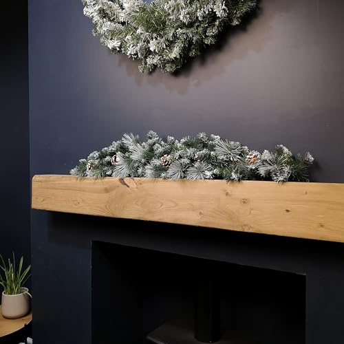 90cm (3ft) Frosted Glacier Christmas Swag Garland with Pine Cones
