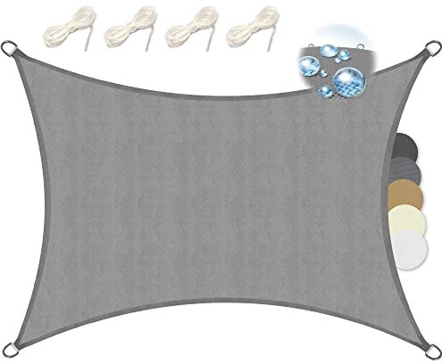 Sol Royal Sonnensegel rechteckig Wasserdicht 3x4m Terrasse – Sonnensegel Balkon Segeltuch UV Sonnenschutz Garten Pool Camping Sonnenschutz Segel Grau – PS9