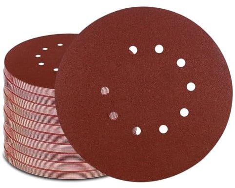 GZKTY 50 Pcs 225mm Sanding Disc - Professional Grit Sanding Discs for 10 Hole Orbital Sander Discs - Sanding Sheets for Drywall Sander - 10 x 40/60/80/120/240 Sanding Giraffe