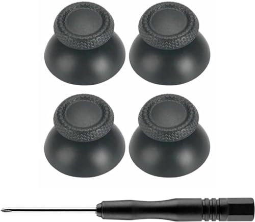 Gamer Gear Confezione da 4 levette di ricambio nere per controller PS5, facili da sostituire, joystick analogico personalizzato compatibile con PS5, include cacciavite
