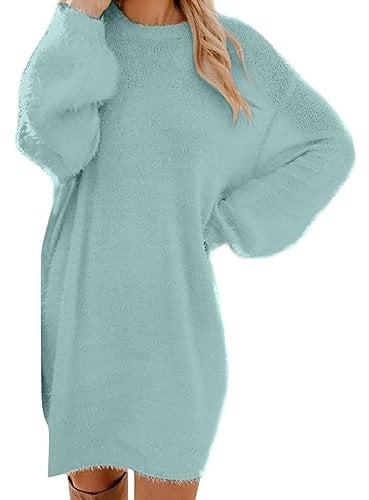 AMhomely Women Dresses Clearance, Women Winter Sweater Knit Warm Long Sleeve Pocket Mini Sweater Dress Casual Dreses Cocktail Dreses Evening Gowns Work Dreses