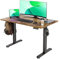 Claiks Schreibtisch Höhenverstellbar Elektrisch, Höhenverstellbarer Schreibtisch 120x60 cm, Standing Height Adjustable Desk, Schwarz Gestell/Vintage Braun Oberfläche