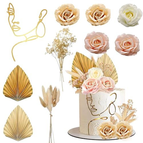 Lot De 21 Décoration De Gâteau De Mariage, Décoration De Gâteau Bohème, Acrylique Minimaliste Art Lady Face Cake Topper, Pour Mariage Douche Nuptiale Et Fête Anniversaire
