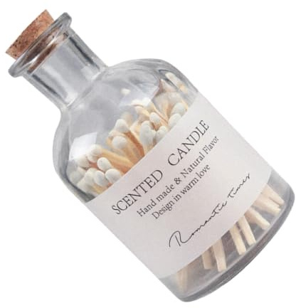Warmhm Aroma Candle Matches in Glass Jar 50 Wooden Matchsticks Set with Lid for Home Decor Gift and Wedding