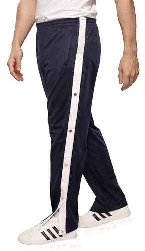 Kendindza Knopfhose Reha Hose seitlich zu öffnen Jogginghose mit Druckknöpfen Relaxhose Herren Sporthose Lang Trainingshose Herren Lang Freizeithose Blau L