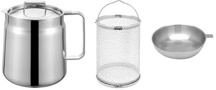 Generic Deep Fryer Basket Deep Frying Pot Multiuse Stainless Steel Fries Fryer Kitchen Utensil Cookware Practical Oil Strainer Basket, 1.5L
