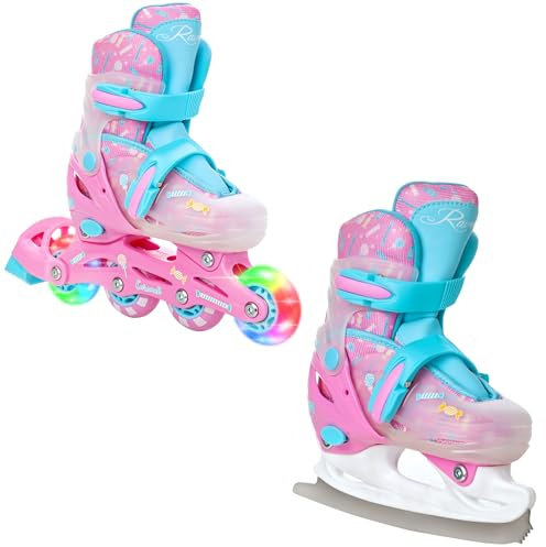 RAVEN 2in1 Schlittschuhe Inline Skates Inliner für Kinder Mädchen verstellbar (Caramell, 26-29 (16,5cm-18,5cm))