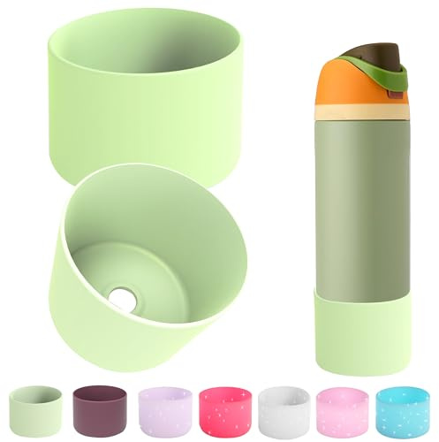 2 fundas de silicona para botellas de agua Owala de 14/16 onzas, 24 onzas, 32 onzas, 40 onzas, funda protectora antideslizante para botellas de agua FreeSip, Twist y Flip (verde claro, 24 onzas)