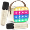 Macchina Karaoke per Bambini con 2 Microfoni Wireless - Microfono Bluetooth, Altoparlante Portatile, Cambio Voce, Luci LED, Giocattolo Musicale per Ragazze e Ragazzi, Regalo per Compleanni e Natale