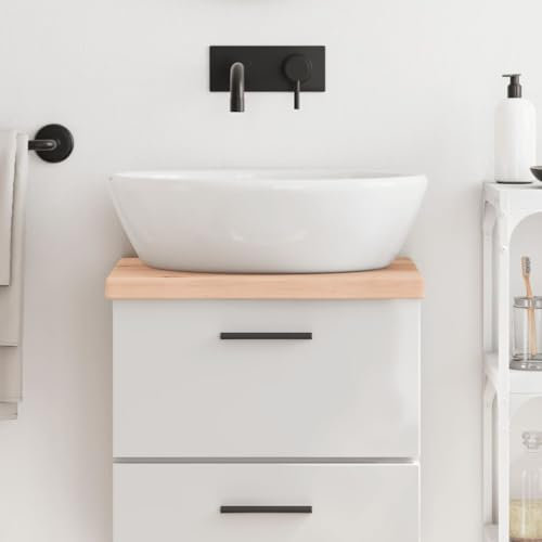 Encimera de baño Madera Maciza sin Tratar 40x30x(2-4) cm,Lavabo sobre encimera, Lavabo de tocador, Lavabo sobre encimera para baño