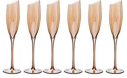 Flûtes à Champagne Verre à champagne biseauté haut de gamme créatif en cristal, flûtes à champagne en verre soufflé à la main - fabriquées à la main par des artisans, 6 pièces 180 ml. Coupes à Champag