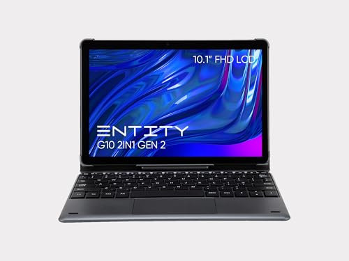 Entity Tab G10 2in1 (2024) Gen2 10.1” HD Tablet with Soft Pogo Keyboard Netbook (A523 Octacore, 4GB RAM, 32GB eMMC, Android 14, Dual Band Wifi, Bluetooth, Integrated Webcam)