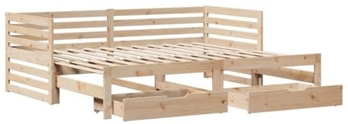 vidaXL Tagesbett mit Schubladen 90x200 cm Massivholz Kiefer, Bett, Holzbett, Gästebett, Betten, Massivholzbett, Schlafsofa, Tagesbettsofa, Couchbett