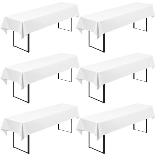6 Stück Biertisch Tischdecke Universal für 50cm u.70cm Biertische Hussen für Biertisch Biertischhussen Blickdichte Biertisch-Husse Bierzeltgarnitur Waschbar Biertischdecke 100x250cm(Weiß)
