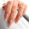 NICENEEDED 24 Pcs French Amande Press sur Ongles Faux Ongles Ovales de Taille Moyenne avec Motif de Fleurs et de Feuilles Faux Ongles Adhésifs à Couverture Complète