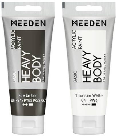 MEEDEN Peinture Acrylique Ombre Cru: 100 ml Tube Peinture Acrylique Epaisse avec Couleur Blanche Titane Supplémentaire pour Bois Tissu Verre