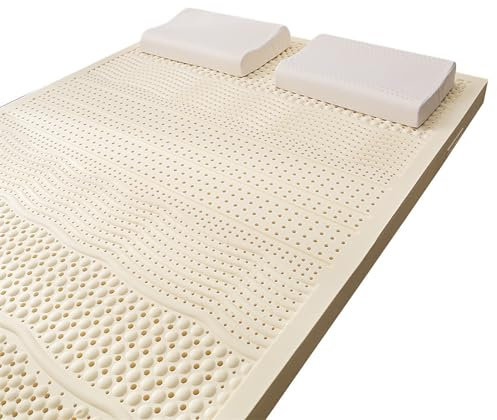 WQZzjm Latexmatratze, weiche Matratzenauflage, tragbare Naturlatexmatratze zur Druckentlastung mit Bezug, 10 cm, 100 x 190 cm