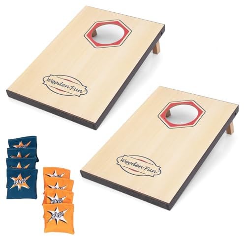 Cornhole Spiel Outdoor Wurfspiel für Kinder und Erwachsene mit 8 Sandsäckchen und 2 Cornhole Boards Strandspiel