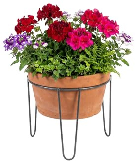 HERSIG - Soporte para maceta o macetero | Soporte forja negro decoración casa, jardin o balcón, d24,5x22cm