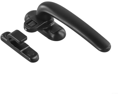 Jotekonoby Tiradores de ventana de aleación de aluminio, cerradura de seguridad, antirrobo, para cocina, baño, dormitorio, oficina (negro derecho)