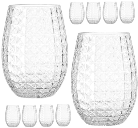 SOLUSTRE 12 Stück Transparente Kunststoff Pineapple Becher Bruchsichere Trinkbecher für Hochzeiten Sommer Partys und Dankfestlichkeiten Stylische Getränke für