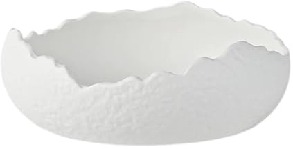 FytStycale Bol de Service Assiette à Dessert Bol Céramique Saladier Bol à Fruits Finition Mate Résistante Facile à Nettoyer Adapté pour Salle à Manger Cuisine T, Blanc, Plaque