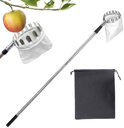 Obstpflücker Mit Teleskopstiel | Obstpflückerstange Edelstahl | Tragbarer Obstpflücker Mit Teleskopstange Und Einfacher Handhabung | Edelstahl Greifzange Für Haus Garten Ernte Landwirtschaft
