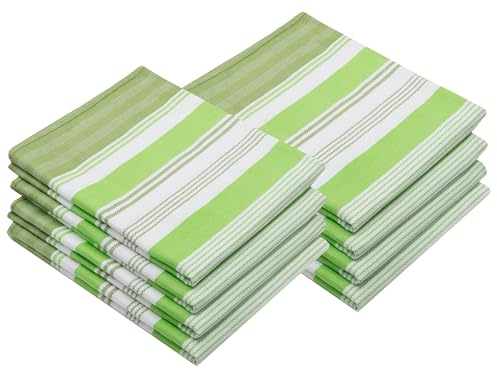 ZOLLNER 8er Set Geschirrtücher, ca. 50x70 cm, Baumwolle, grün gestreift