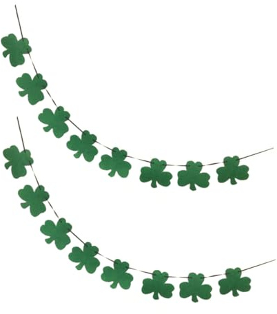 BAZEITFLOW 2 Stück St Patrick's Day Banner aus Filz 3m Lange Shamrock Girlande Party Deko für Fenster Türen und Innenräume