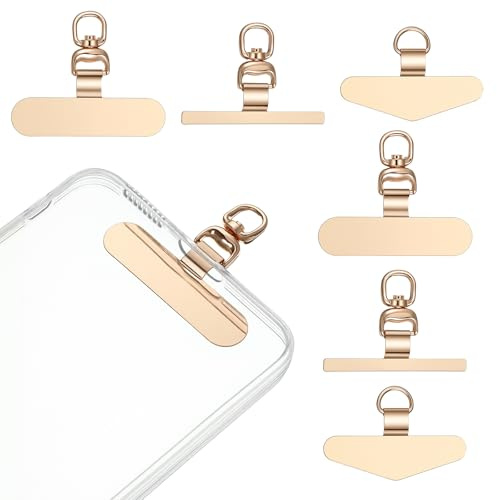 Xthrotsenk 6Stück Handykette Halterung Pads Handy Kette Halterung Edelstahl Handykette Pads Universalpads 360° Handy Kette Telefon Tether Lanyard für Meisten Smartphones