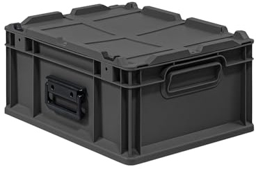 PROREGAL Eurobox NextGen Portable | HxBxT 18,5x30x40cm | 16 Liter | Schwarz | Eurobehälter, Transportbox, Transportbehälter, Stapelbehälter