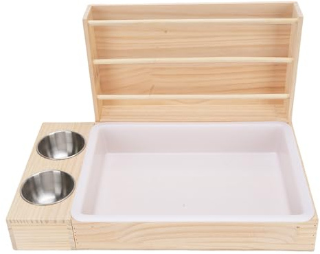 SENECESLI 3 in 1 Rabbit Feeder with Litter Box and 2 Bowls, Grass Food Rack for Guinea, Anti Tipping, Large Capacity