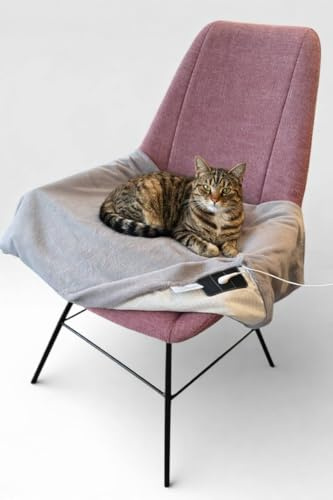 geborgenschlafen.com Erdung Plush Pad Decke 50 x 75 cm für Hund und Katze Sitzunterlage für Arbeitsplatz Laptop Unterlage Bio Baumwolle mit Silberfäden Waschbar bis 30 Grad Grau