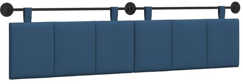 vidaXL Hängendes Kopfteil Blau Stoff, Wanddeko fürs Schlafzimmer: modernes hängendes Kopfteil, gepolsterte platzsparende Platte, verstellbares minimalistisches Design
