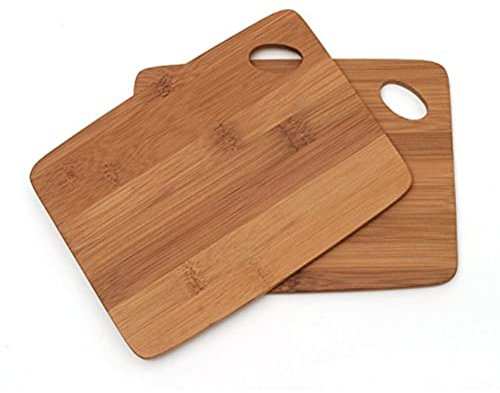 Lipper International Dünne Schneidebretter aus Bambusholz mit ovalem Loch in der Ecke, Set mit 2 Brettern, 15,2 x 20,3 cm