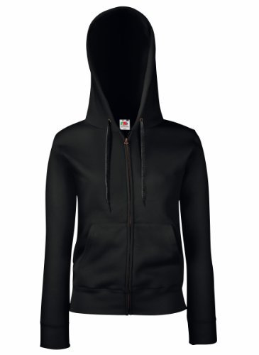 Fruit of the Loom Lady-Fit Damen Kapuzenjacke/Sweatshirt-Jacke mit Kapuze L, Schwarz