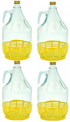 4er SET GLASBALLON GÄRBALLON FLASCHE GLASFLASCHE WEINBALLON GLAS BALLON 5L BDP5Z