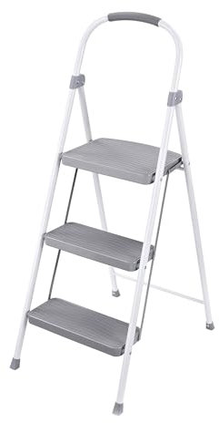Rubbermaid RMS-3 Tritthocker, 3 Stufen, Stahl, 102 kg Tragkraft, Weiß