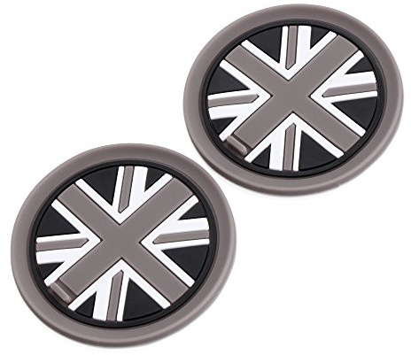 73mm Black Union Jack UK Flag Style Soft Silicone Cup Holder Coasterspour For MINI Cooper R55 R56 R57 R58 R59 Front Cup Holders