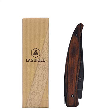 LAGUIOLE - Faltmesser mit schwarzer Klinge und braunem Pakkaholzgriff