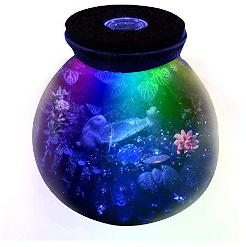 musykrafties 5.9 Round Glass Terrarium Container Bowl Pot with LED Light Wood Lid Tabletop Succulent Planter