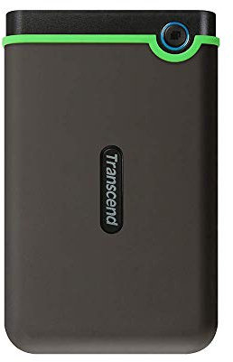 Transcend 1TB StoreJet 25M3S USB 3.1 Portable Hard Drive Rugged, Anti-Shock Resistant, Compact and Lightweight with Lightning-Fast Speeds and a One Touch Backup Button (Iron Grey) TS1TSJ25M3S